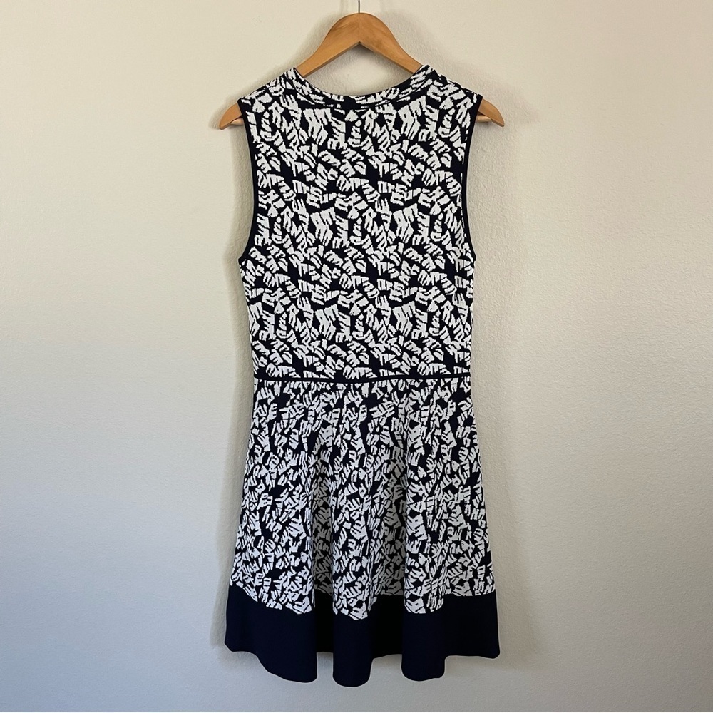 Eliza J Fit & Flare Sleeveless Sweater Dress Geometric Navy Size Large EUC - Picture 9 of 12